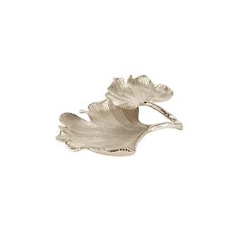 double silver leaf dish